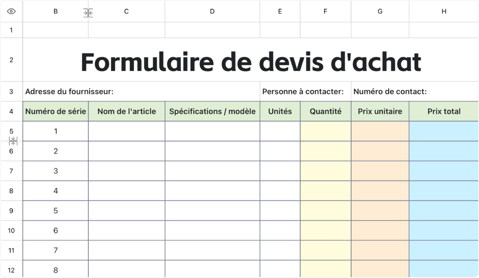 Formulaire de devis d'achat